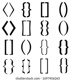 Text Brackets Vector Icon Set. Curly Braces Illustration Sign Collection. Square And Corner Parentheses Symbol.