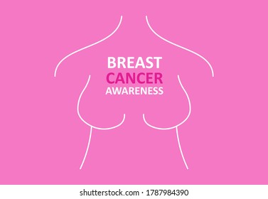 A text "Breast cancer awareness" on the chest of illustration of woman's body