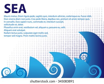 text brochure with water waves