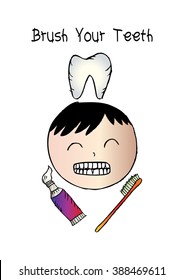 text "Brush your teeth" for dental care concept