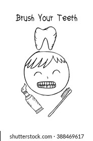 text "Brush your teeth" for dental care concept