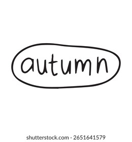 text bubble with autumn word. line vector illustration,isolated on white background 