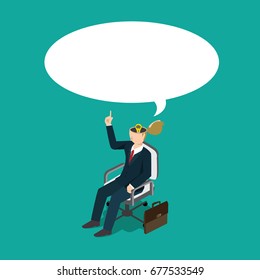 text bubble for business with 3D isometric
