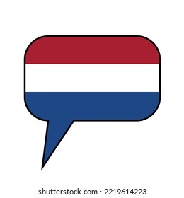 A text bubble in the colors of the Dutch flag. "Speak Dutch" concept.