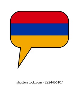 A text bubble in the colors of the flag of Armenia. "Speak Armenian" concept. 