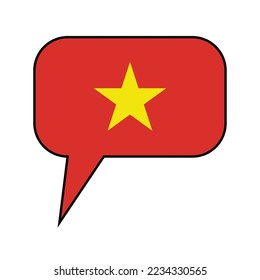Text bubble in the colors of the flag of Vietnam. "Speak Vietnamese" concept.