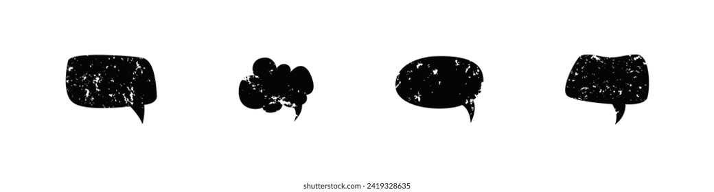 Text bubble grunge set. Blank speech frame collection.