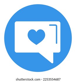 Burbuja de texto con el icono del glifo cardíaco. Símbolo del día de San Valentín. Ilustración vectorial, elementos románticos. Pegatina, parche, insignia, tarjeta para matrimonio, boda