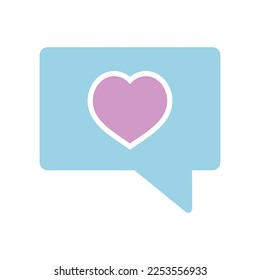 Burbuja de texto con el icono del glifo cardíaco. Símbolo del día de San Valentín. Ilustración vectorial, elementos románticos. Pegatina, parche, insignia, tarjeta para matrimonio, boda