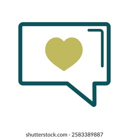 Text bubble with heart icon. Valentines day symbol. Vector illustration, romance elements. Sticker, patch, badge, card for marriage, wedding