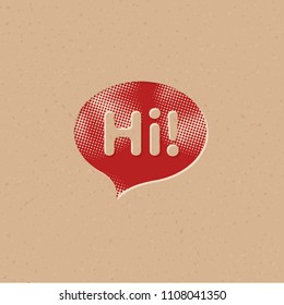 Text bubble icon in halftone style. Grunge background vector illustration.