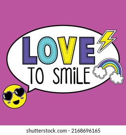 TEXT BUBBLE LOVE TO SMILE RAINBOWN ANS THUNDER