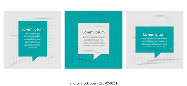 Text bubble or qoutes frame vector template, design element for social media post with glued paper texture background