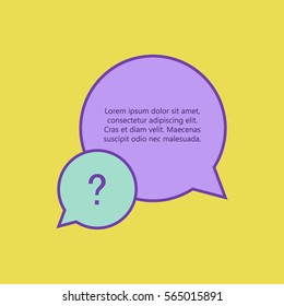 Text bubble with question mark colorful vector illustration, design element
