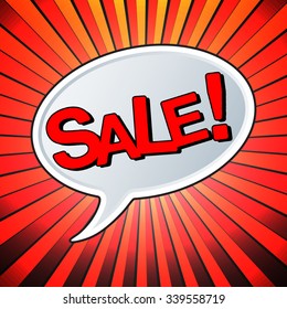 Text bubble Sale. Speech bubble retro comic style. Pop art vector illustration.