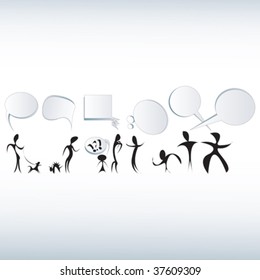 Text bubbles and fabulos caracters illustrations, vector art