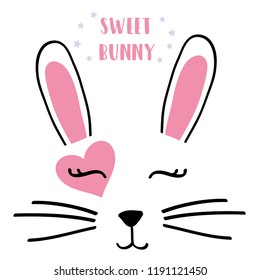 text bunny heart tee illustration design art vector 