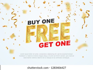 Text Buy one get one free on light background vector illustration. Best offer shopping