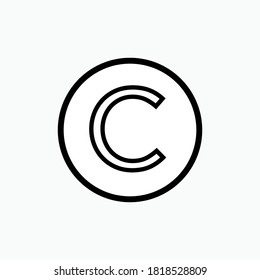 Text C with Black Around Line . Copyright Symbol - Vector Logo Template.