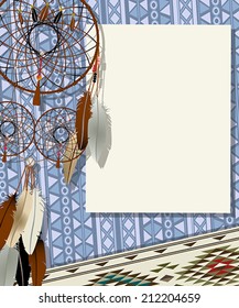Text card, collage with american indian dream catcher