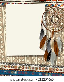 Text card, collage with american indian dream catcher