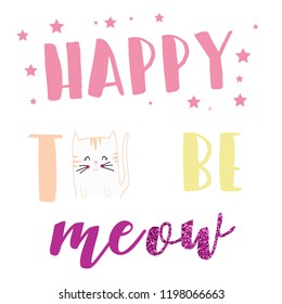 text cat star tee glitter art vector illustration 