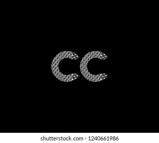 Text CC Letter Monogram with Twister Floral Dots List Pattern Logotype