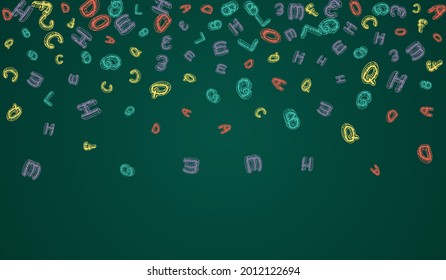 Text Chalkboard Vector Green Background. Chalk Decorative Design. Drawing Drawn School Board Texture. Educate Type.