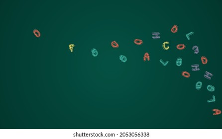 Text Chalkboard Vector Green Background. Abc Style Typography. Writing Chalk School Board Type. Decorative Frame.