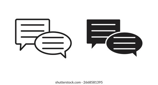 Ícone de bate-papo de texto Gráfico de vetor em preto e branco