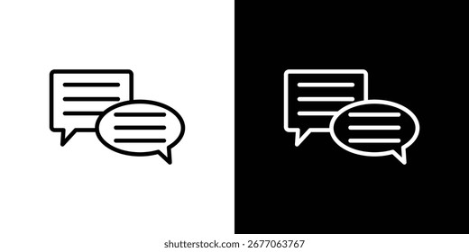 Icono de chat de texto Gráfico de Vector en blanco y negro