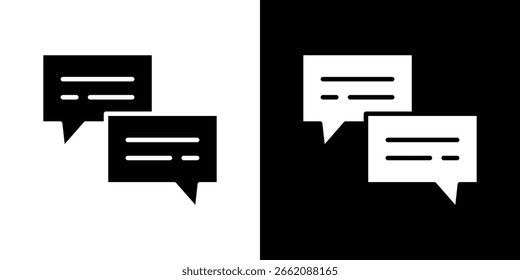 Ícone de bate-papo de texto silhueta isolada no fundo branco. Ilustração vetorial.