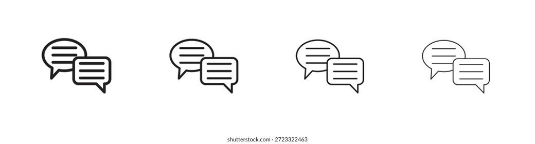 Text chat icon set, Illustration, Black