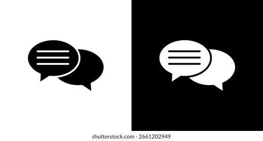 Símbolo do ícone de bate-papo de texto em preto e branco. Estilos de Silhueta.