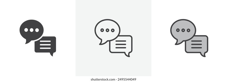 Colección de iconos de chat de texto sobre fondo blanco.