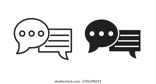 Ilustração vetorial do ícone de bate-papo de texto. Design plano. Símbolos de vetor de design gráfico.
