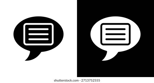 Icono de chat de texto. Ilustración vectorial. Silueta en color negro