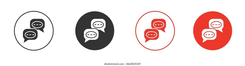 Ícones de bate-papo de texto. Estilo de design plano. Símbolos de vetor de design gráfico. 