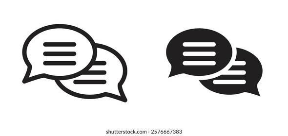 Text chat icons in outline and stroke versions