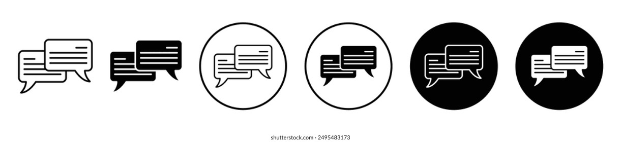 Text chat thin line vector icon set.