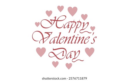 text in circle shape, can be printed on t-shirts or mugs, happy valentine's day