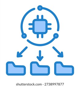 Text Classification Icon With Blue Color For Artificial Intelligence and AI Technology