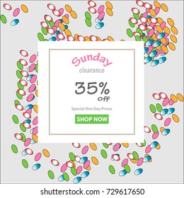 Text clearance on Sunday. Vector illustration.