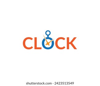 Text clock logo vector illustration, creative latter   O  clock logo.