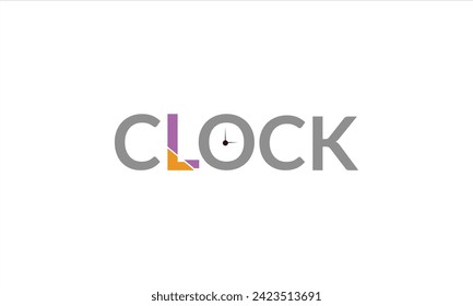 Text clock logo vector illustration, creative latter  LO   clock logo.