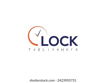 Text clock logo vector illustration, creative latter     clock logo.