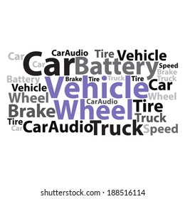 Text cloud. Car wordcloud. Typography concept. Vector illustration.