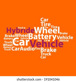 Text cloud. Car wordcloud. Typography concept. Vector illustration.