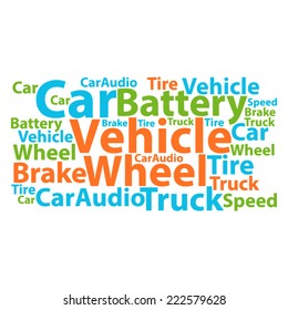 Text cloud. Car wordcloud. Typography concept. Vector illustration.