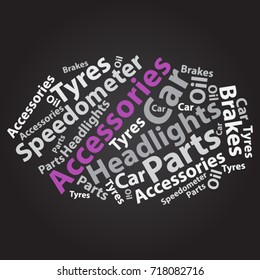 Text cloud. Car wordcloud. Typography concept. Vector illustration.